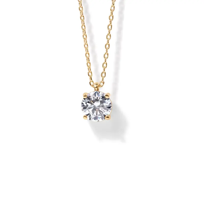 PAVOI 14K Gold Plated Cubic Zirconia Pendant Necklace for Women - Elegant Simulated Diamond Necklace with Adjustable Slider Chain - Gold Jewelry Gifts