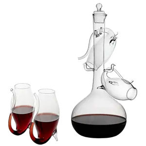 Crystal Port and Dessert Wine Sippers & Decanter, Dry Sherry, Cordial, Aperitif & Nosing Copitas Tasting - Dinner Drink Glassware Glasses | Set of 4 with Carafe - 3 oz Sipper | - The Wine Savant