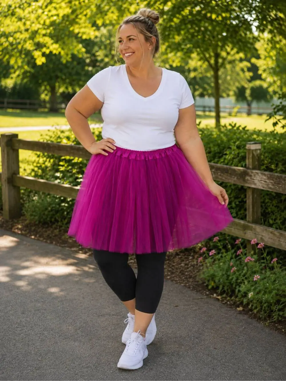 Fuchsia Plus Size Adult Tutu Skirt - Women's Plus Size 3- Layer Basic Ballet Halloween Costume Dance Princess Dress Up Cosplay Tutus