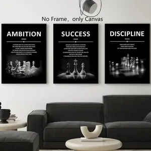 Motivational Slogan Pattern Unframed Painting, 3 Counts/set Canvas Wall Art Poster, Wall Art Decor for Home Living Room Bedroom Study Room, Study Room Ambiance