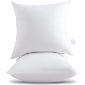 18x18 Pillow Inserts (Set of 2) - Down Alternative  Cotton Cover Decorative Square Throw Pillows White for Couch Bed Sofa