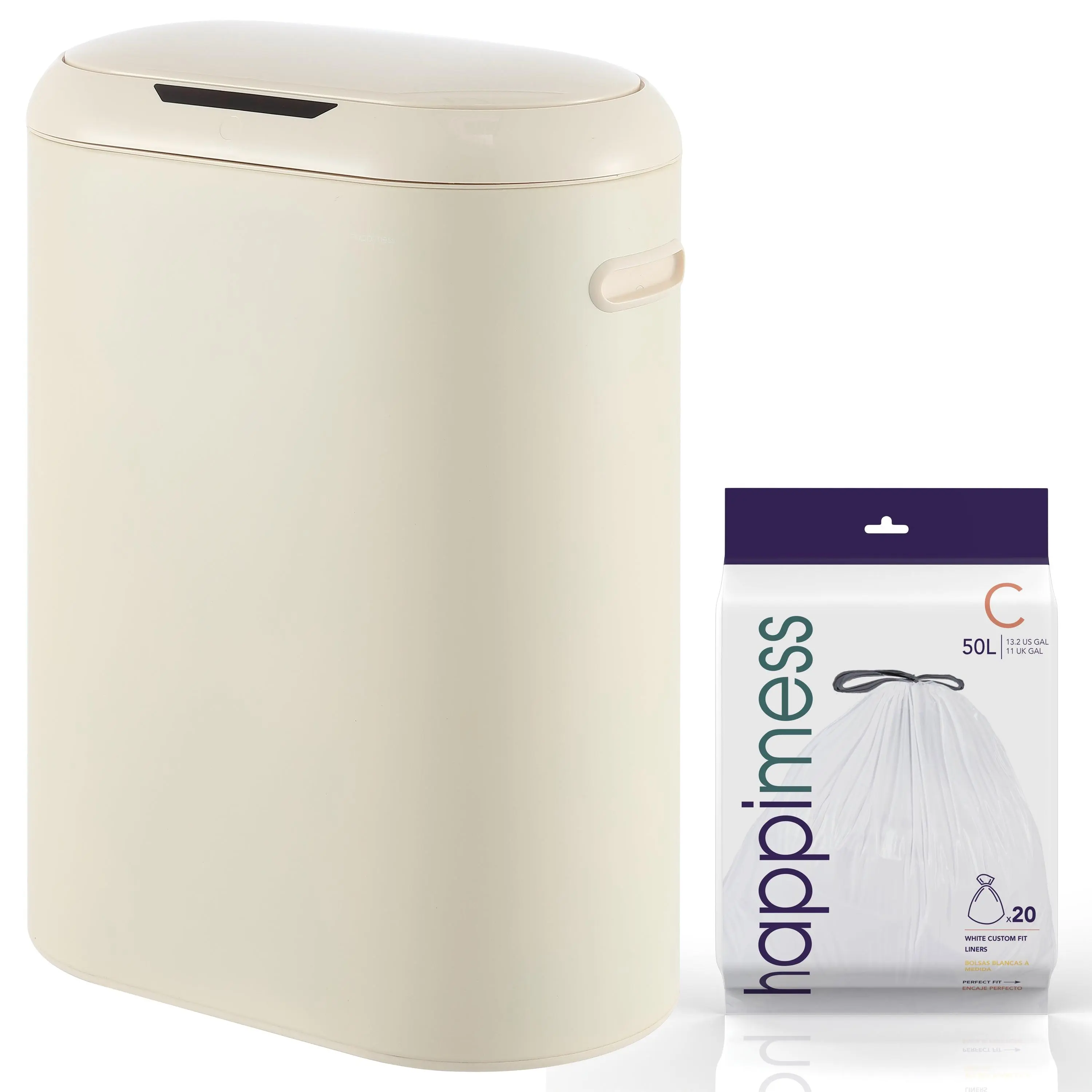 happimess Robo Kitchen 13.2-Gallon Slim Oval Motion Sensor Touchless Trash Can with Touch Mode