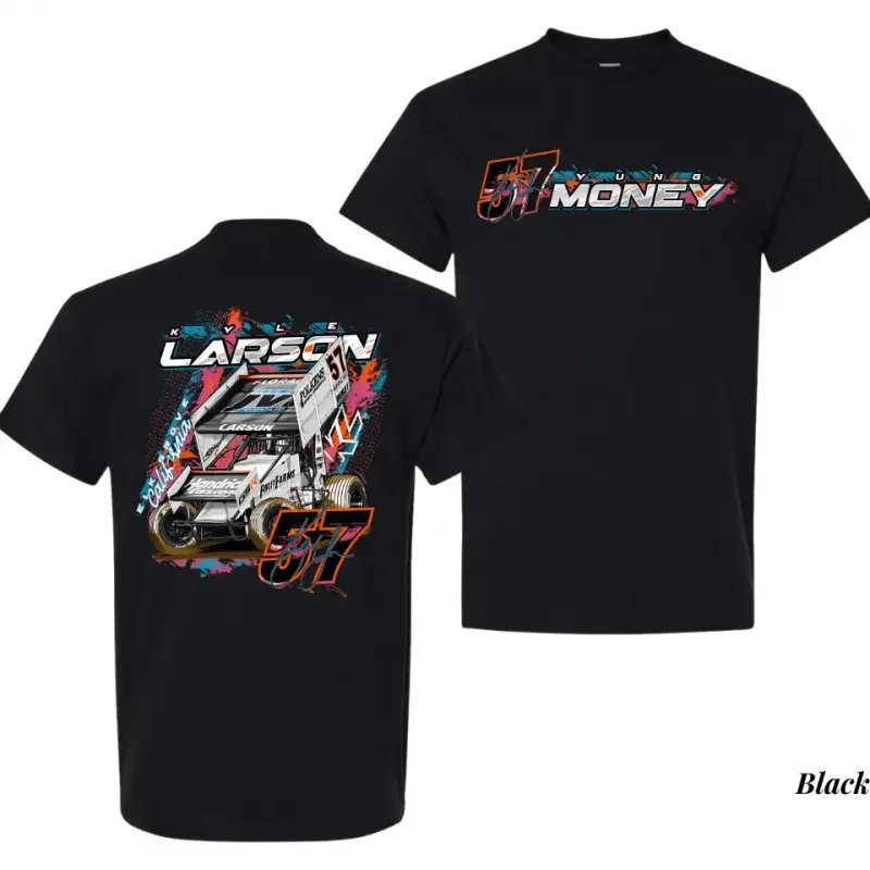 Kyle Larson 57 Dirt Track Racing T-Shirt, Front & Back Graphic Tee for Men, Sprint Car Fan Gift, Money Team Motorsport Shirt