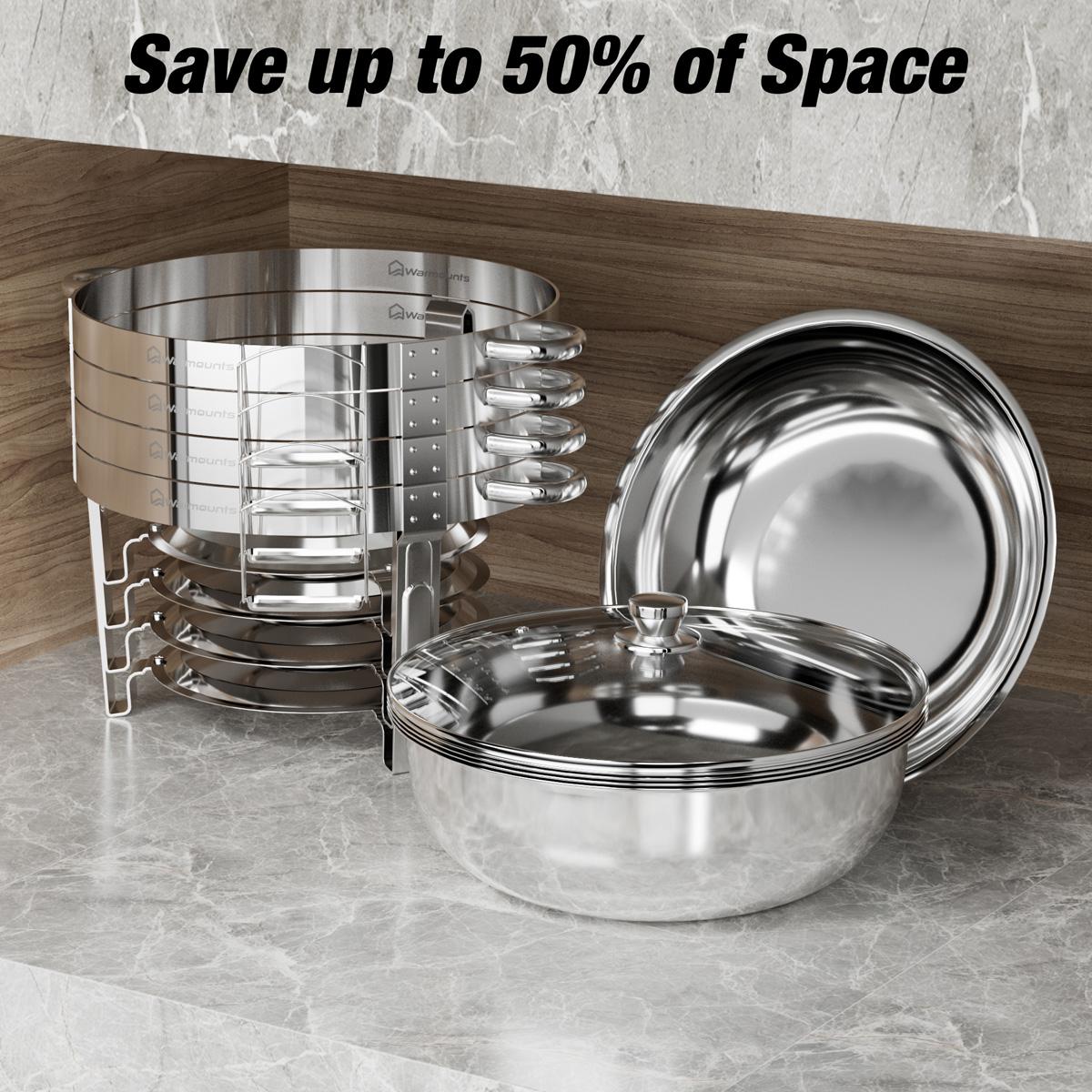 WARMOUNTS Round 5QT Chafing Dishes with Glass Lid (2/4 Pack) – Stainless Steel Buffet Warmers, Mirror-Polished Silver Finish, Lid Holder, Rolled Rim, for Easter Brunch, Weddings & Catering