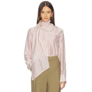 SRG Celeste Silk Top in Red & Maroon Stripe