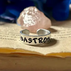 Adjustable Custom Pet Name Ring with Paw Prints - Lightweight Aluminum, Tarnish Resistant, Available in Multiple Sizes, Customizable Name Option