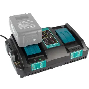 DC18RD 14.4V-18V Rapid Dual Ports Charger for Makita 18V Battery, Compatible with Makita Battery BL1850B BL1860B BL1830B BL1840B BL1820B & Charger DC18RC DC18SF DC18RT