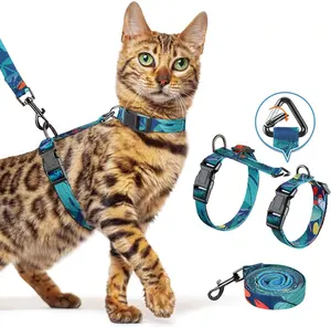 Cat Harness and Leash Set, 3-in-1 Adjustable & Lightweight, Escape-Proof, Comfortable Soft Kitten Harness for Large Cats, Safe, Easy to Wear,