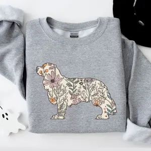 Cavalier King Charles Spaniel Sweatshirt, Gift for Cavlier King Charles Spaniel Mama, Wildflowers Spaniel Mom Tee