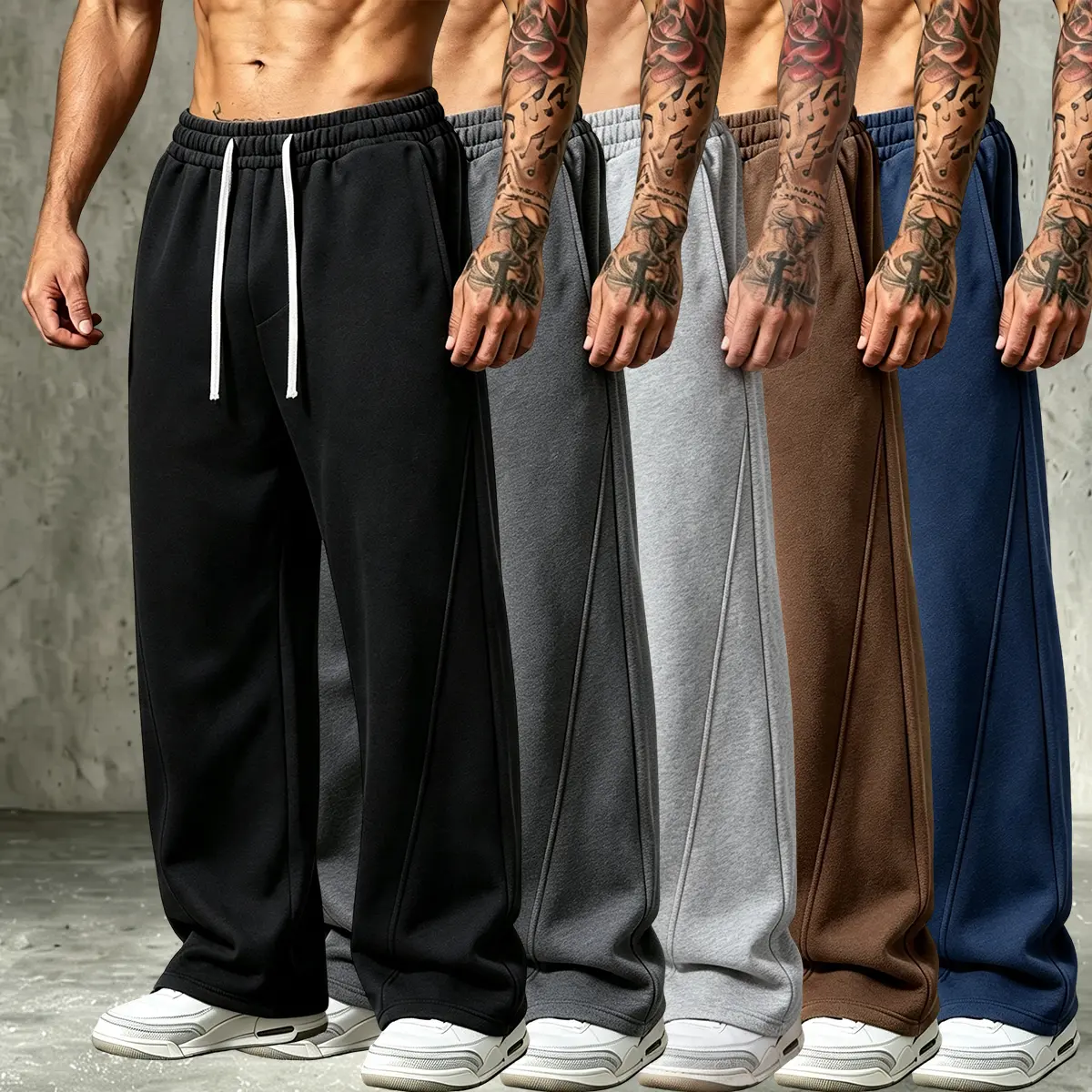 JOGWAVE Men's Fleece-Lined Loose-Fit Cotton Casual Athletic Trousers, Drawstring Machine Washable Men's Pants for Autumn-Winter Jogging, Streetwear