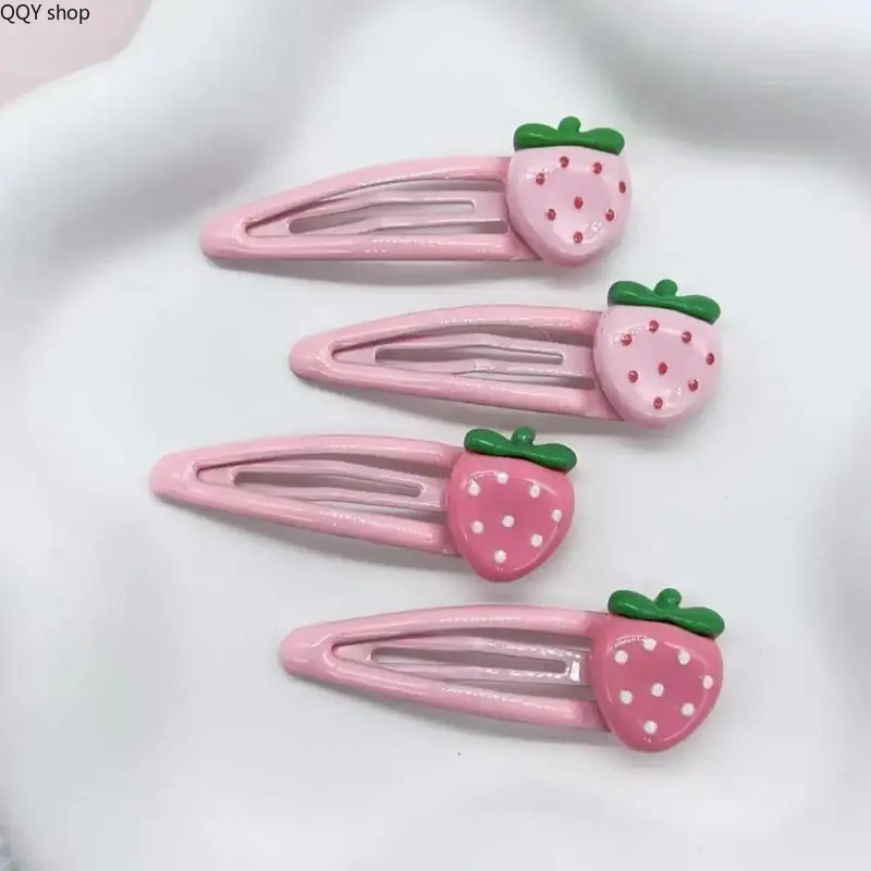 4Pcs Strawberry Hair Clips Set, Sweet Aesthetic Bangs Barrettes for Women, Solid Color Dainty Hair Accessories, Lightweight All-Match Hairwear, Cute Styling Decor, Versatile Daily Essentials for Casual Outfits, Simple Daily Looks and Small Party Occasions