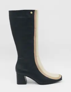 Stivali Revival knee high boots in black leather womens shoes