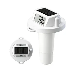 Solar Pool Thermometer Floating, Digital Swimming Pool Thermometer, IPX8  with Double Sided Display for Pond, Hot Tub, Aquarium (White)