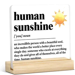 Human Sunshine Definition Acrylic Plaque Signs Motivational Gift, Perfect for Teacher Boss Employee Friends, Office Desk Decor Wooden Decor for Birthdays Christmas