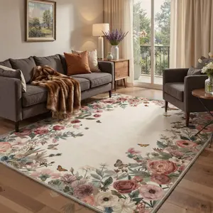 【Summervibes】GENIMO Area Rug – Soft, Non-Slip, Pet Friendly, Machine Washable Floor Rug, Home Carpet, Stylish Decor for Any Room ,ARF2071-PETAL