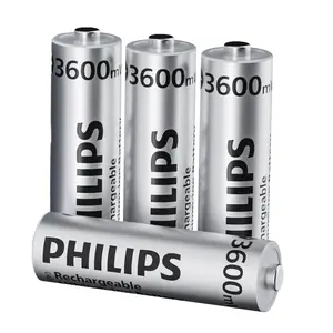 Philips Rechargeable AA Lithium Batteries 4 Pack, 3600mWh Lithium Rechargeable Long-Lasting Double A Li-ion Batteries for Blink Outdoor Camera