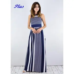 EG fashion Plus Stripe maxi dress with hidden pocket