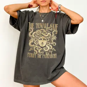 Vintage The Female Gaze Petrify the Patriarchy Comfort Colors Shirt, Retro Feminist Tee,  Women Empowerment T-shirt, Girl's Power Gift, Womenswear