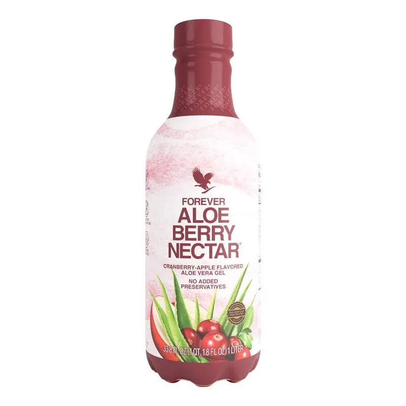 Forever Aloe Berry Nectar - 90.7% Pure Aloe Vera Gel with Cranberry & Apple Juice - Eco-Friendly, No Preservatives, 100% Recyclable PET Bottle - 16.9 Fl Oz