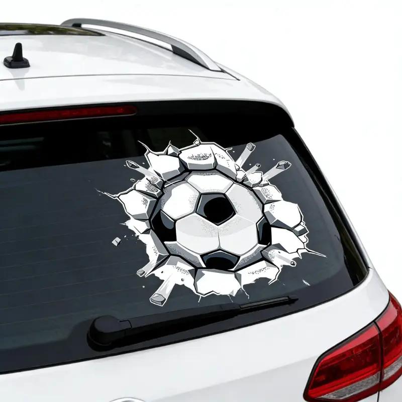 World Cup Soccer Ball Window Stickers, Break Through Wall Effect Football Stickers Decals, Window Stickers World Cup Decals Decor for Home School Office Decoration Party Supplies,1Pcs