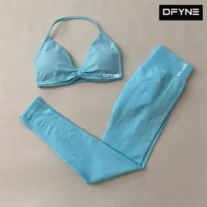 DFYNE Seamless Mini Sports Bra & High-Stretch Leggings Set for Women – Matte Yoga & Workout Activewear