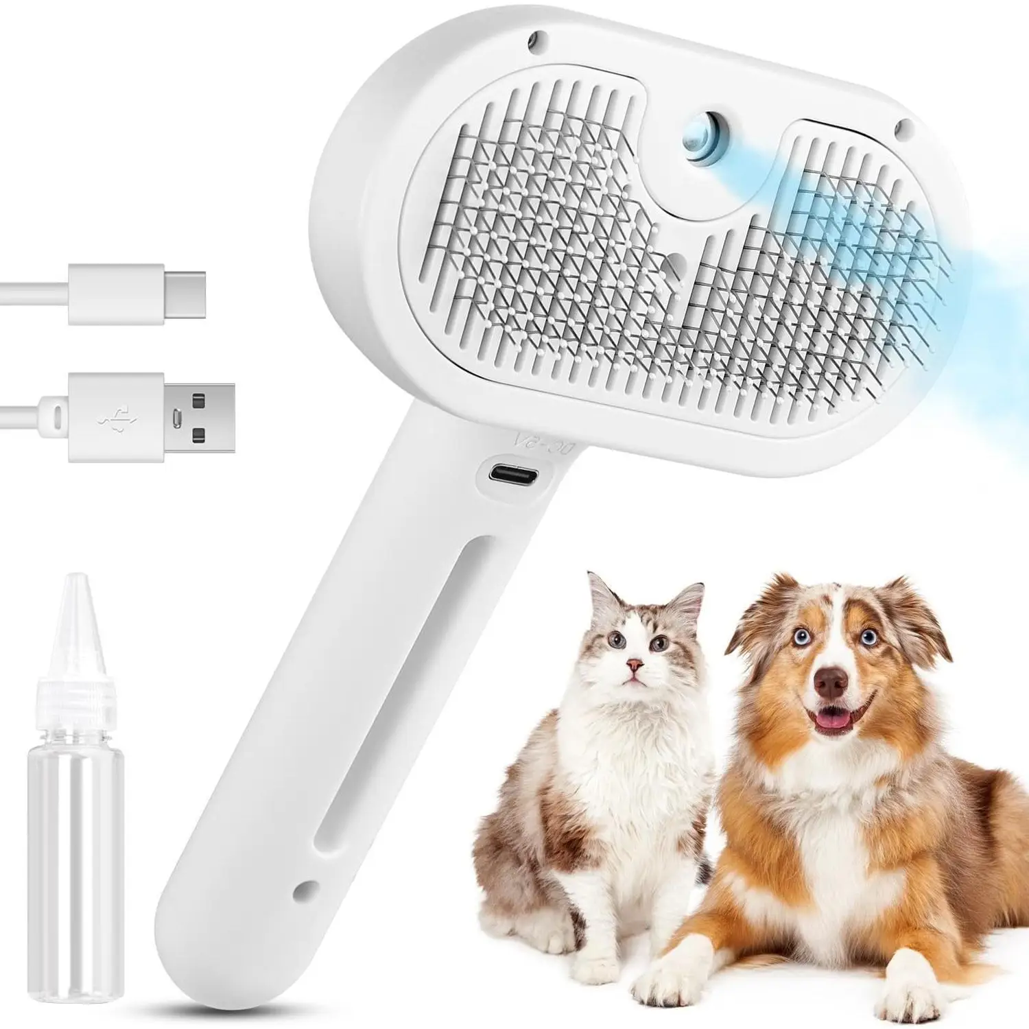 2025 Upgrade Cat Steam Brush, 3 in 1 Cat Brush for Shedding & Grooming, Water Brush for Dogs, Pet Hair Removal Comb for Long Short Haired