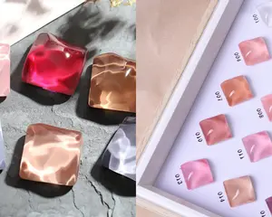 10 pcs Glass Nail Color Display Card/ Nail Salon Show Case Color Swatch for Nail polish UV Gel Heart Wave Round Crystals