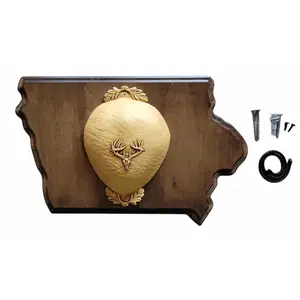 Whitetail Deer Antler Mounting Kit, Solid Wood Plaque, Includes All Mounting Hardware Iowa Walnut Finish