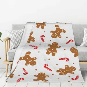 Christmas gingerbread cane candy patterned blanket
