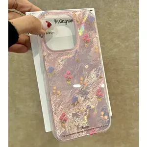 Tulip Pink Floral Fashion Gauze Suitable for iPhone16promax Mobile Phone Case 15/14plus/13/12/11 Protective Case Cover