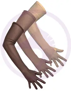 Nude Flexible Stretch Mesh Sheer Gloves in Beige, Tan, Brown; Opera Length; Unisex; One Size Fits All; Guantes de Malla