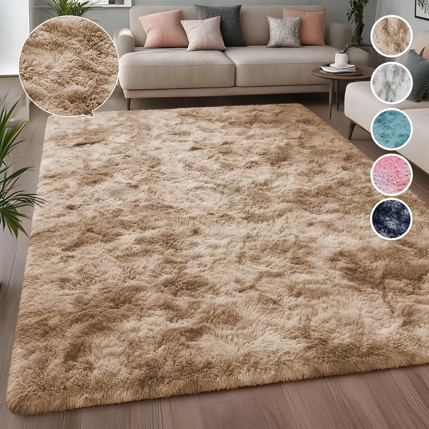 Imperial Homeware Modern Tie Dye Shaggy Rug for Living Room - Soft Anti-Skid Fluffy Bedside Rug Floor Carpet Soft Aesthetic Home Decor Bedroom Rug