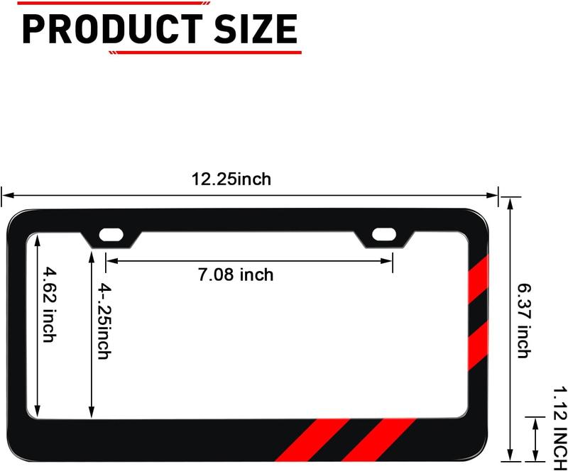 2 count Matte License Plate Frames for  Accessories Challenger Durango Universal Solid Rust-Proof  License Plate Cover Holder for Front and Rear  Tags (Red)