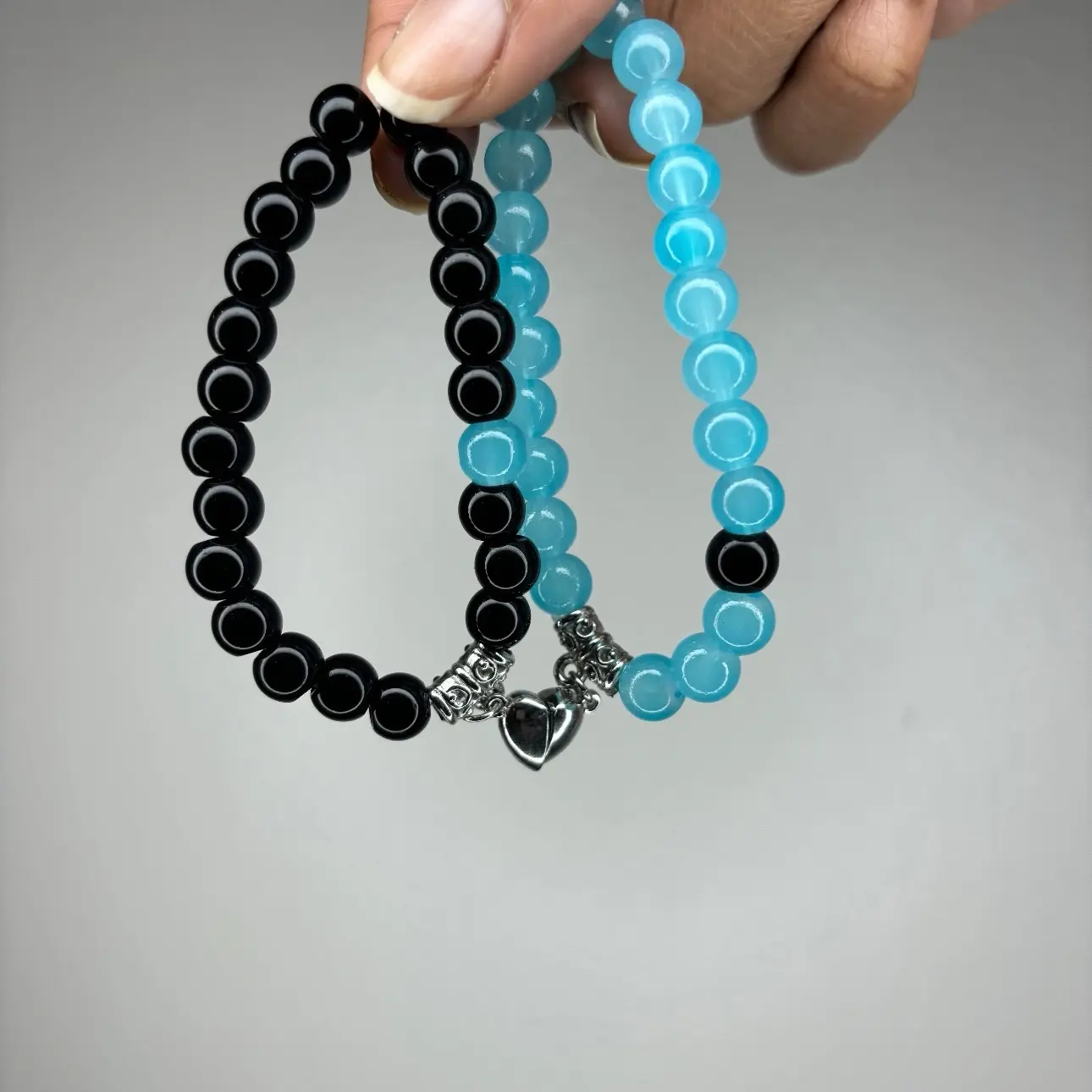 Black Blue Bestie set Beaded Bracelet