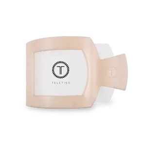 TELETIES - Almond Beige - Medium - Flat Square Hair Claw Clip - Strong Grip - Nearly Unbreakable