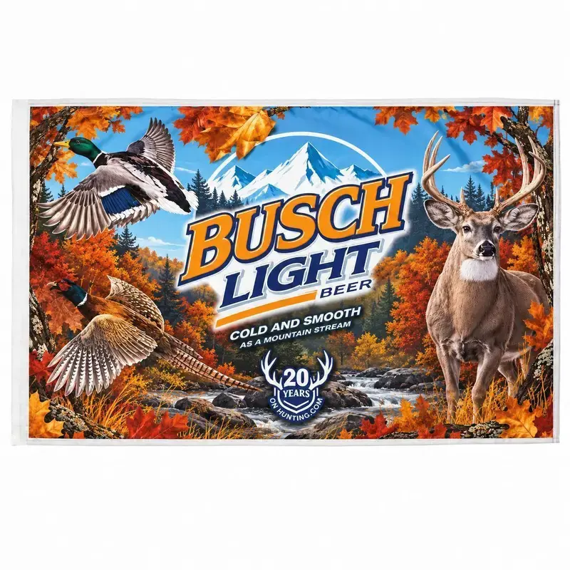 Busch Light Beer Hunting Flag – Vintage Deer & Duck Hunting Banner, Autumn Forest Wildlife Wall Decor, Rustic Man Cave Garage Bar Tapestry, Hunting Cabin & Home Decoration Landscape