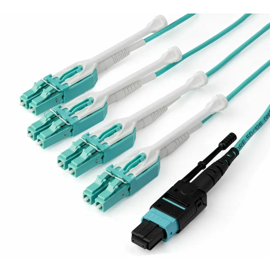 StarTech 10ft Duplex Fiber Optic Patch Network Cable - Aqua, LC Connector, Fiber Optic Cable