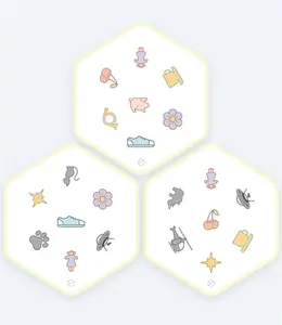 Møbee Card Game – Matching & Memory Game for Family – Visual Perception Triple Match Challenge – Focus Training – Hexagon Cards – Ages 6+ – 2-5 Players – 4 Difficulty Levels