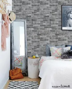 Grey Cement Brick Wallpaper - Peel and Stick