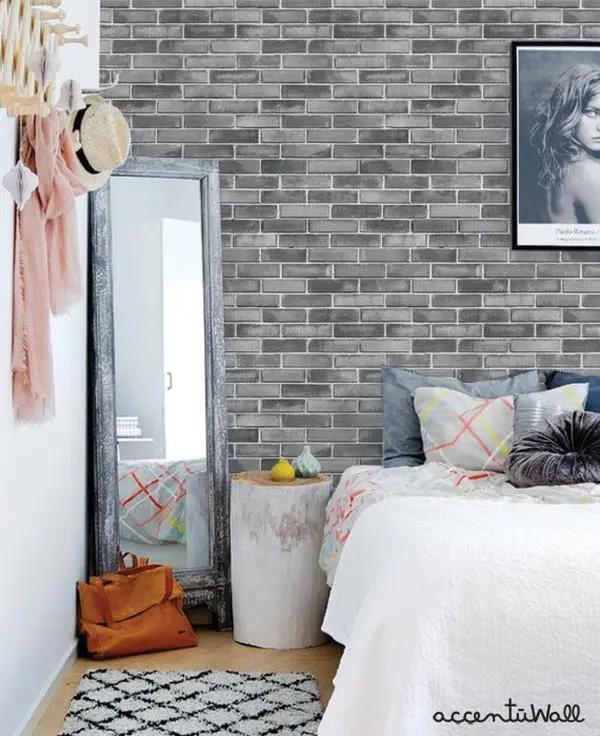 Grey Cement Brick Wallpaper - Peel and Stick