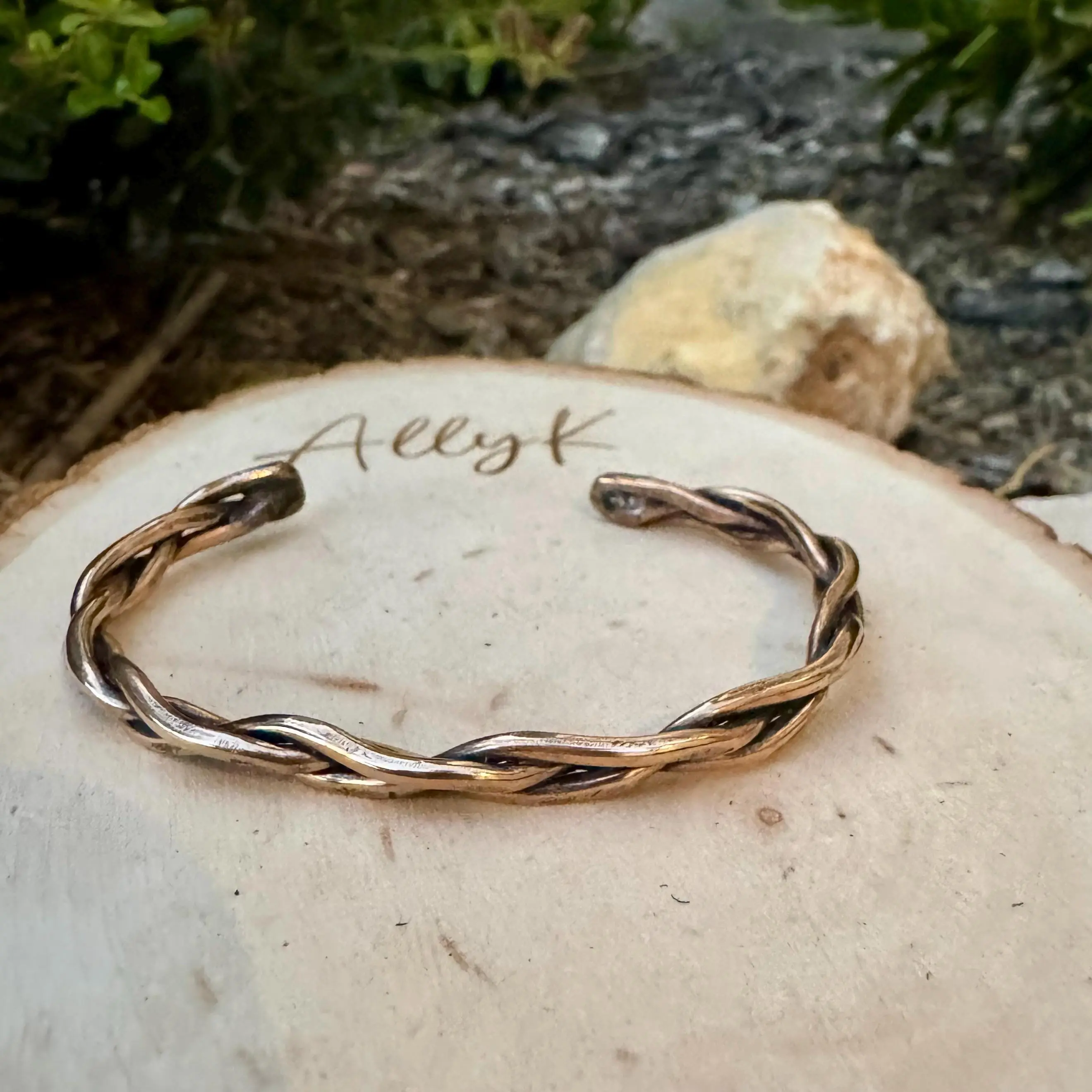 Rustic Charm: Boho Chic Braided Cuff in Antique Brass, Personal Style, 10G Jeweler’s Grade Brass Wire, Oxidized Finish, Everyday Wear Jewelry, Large, Adults