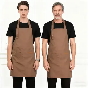 Polyester 2 Pocket Adjustable Neck Apron Home Cooking Coffee Shop Catering Service Attendant Work Apron
