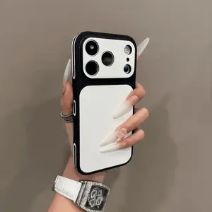 Premium White Leather iPhone Case - Slim Protective Cover, Aesthetic Minimalist Design, Smooth Grip, Customized Protector for iPhone 17,16,15,14,13 Pro Max, Mobile Phone Accessories