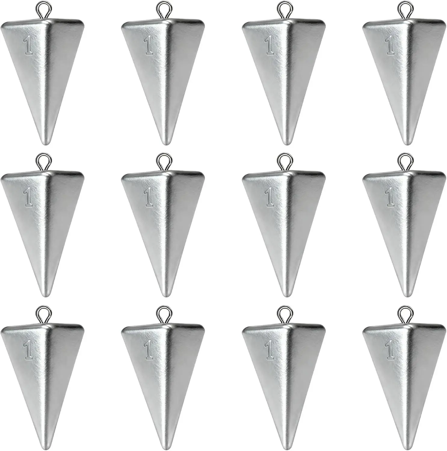 Pyramid Sinkers Fishing Weights Assortment 1oz-4oz, Surf Casting Sinkers for Saltwater Beach Fishing, Triangle Lead Weights Anti Roll Strong Hold