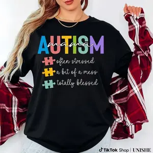 Often Stressed, Always Blessed – Autism Awareness Puzzle Piece Shirt for Moms