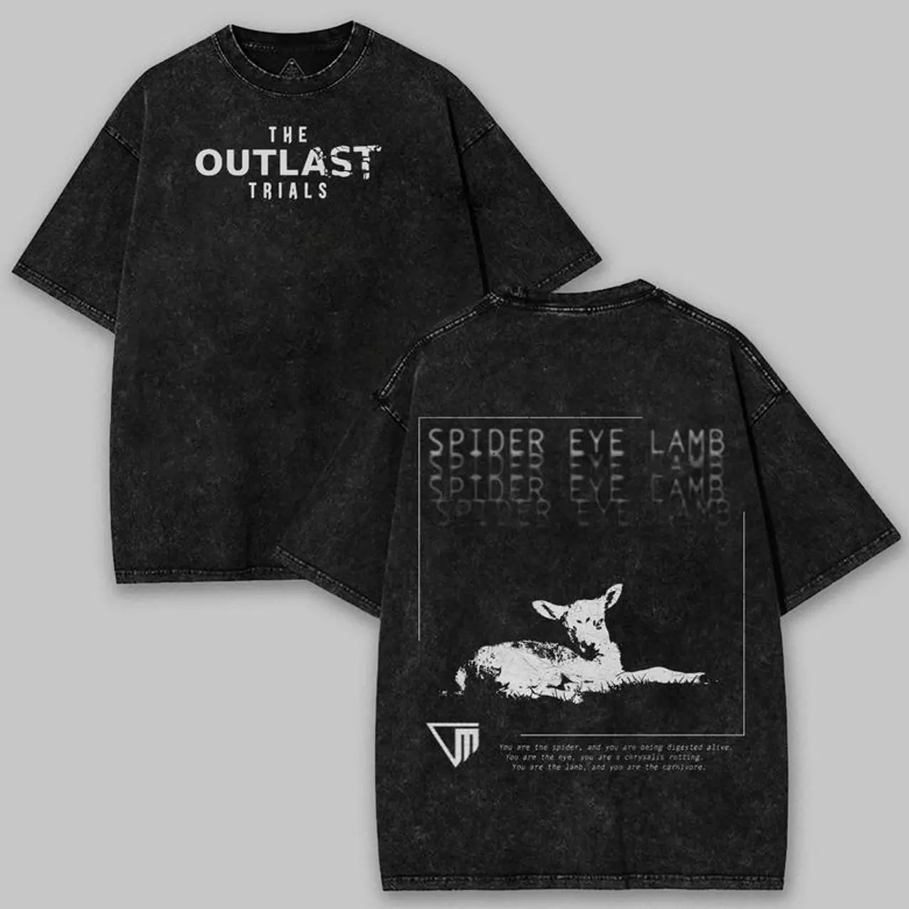 Outlast Trials Spider Eye Lamb T-Shirt, Horror Video Game Graphic Tee for Fans, Vintage Streetwear Cotton Top, Not a Washed Shirt E