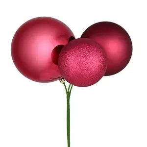 Vickerman N193221 18" Berry Red Ball Ornament Christmas Pick Pack Of 2