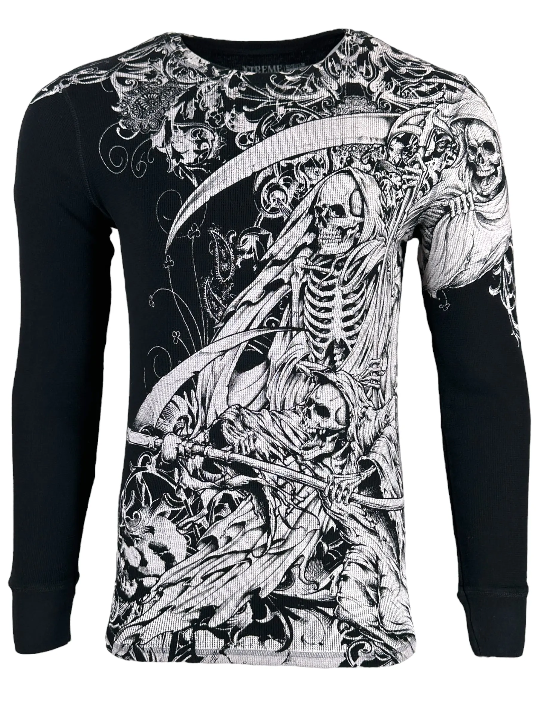 Xtreme Couture by Affliction Men's Dark Hallucination Graphic Thermal Shirt, 100% Cotton Crewneck, Made in USA