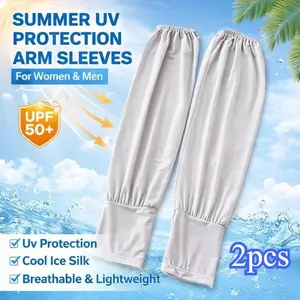 Summer Ice Silk Sun Protection Arm Sleeves, Unisex Loose Thin UV Protective Wristbands, Outdoor Cycling Driving Ice Sleeve Gloves