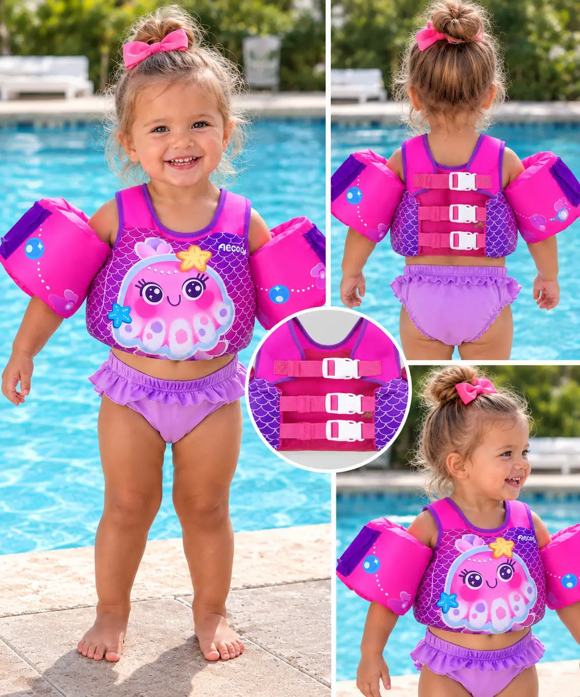 NWT - Aeocoo Seajelly Floaties Toddler Swim Vest - Toddler Floaties Baby Swim Infant Floats
